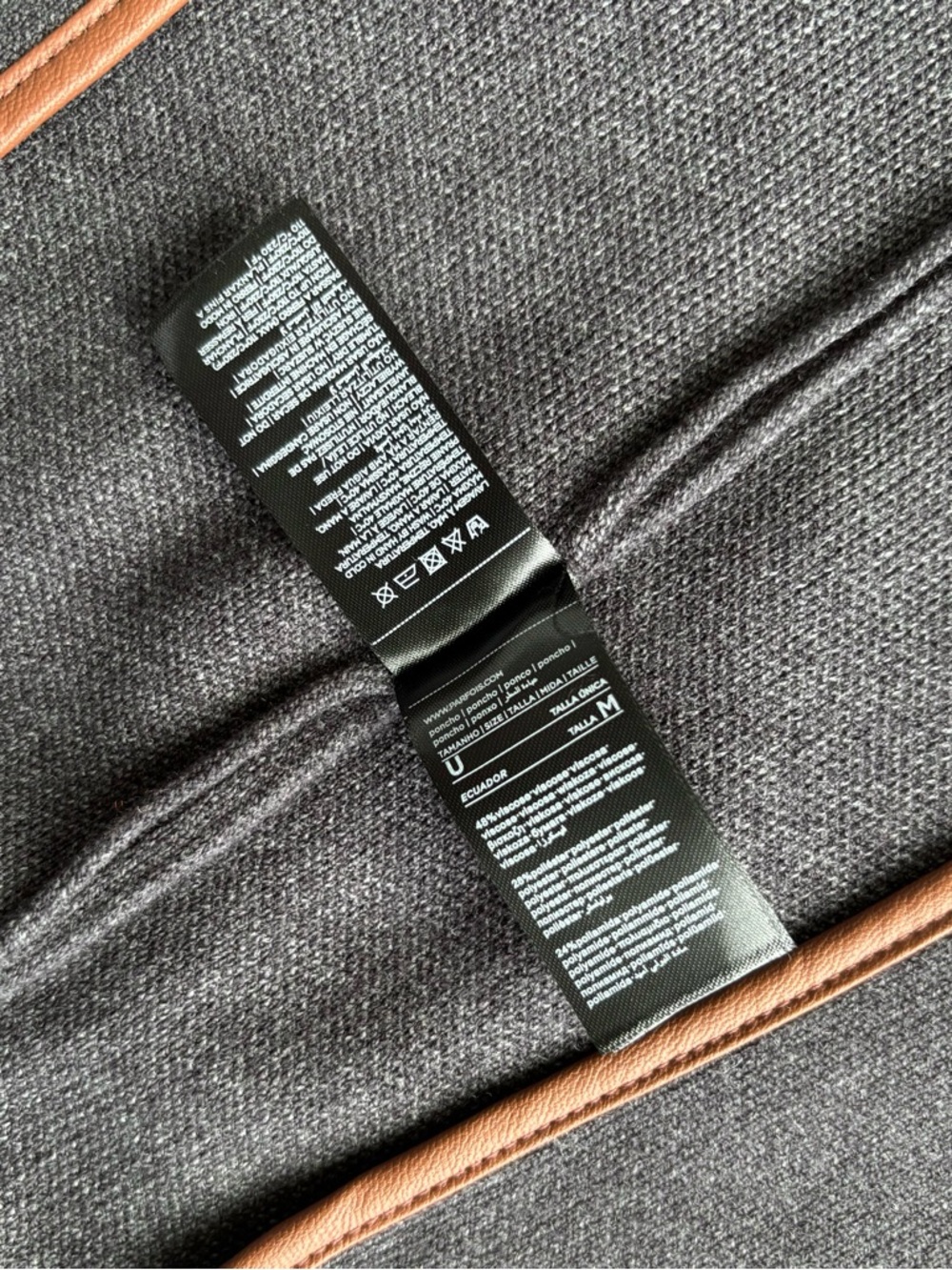 PARFOIS Poncho - Charcoal Grey Knit With Contrasting Stitching Detail (One Size) - Picture 13 of 13